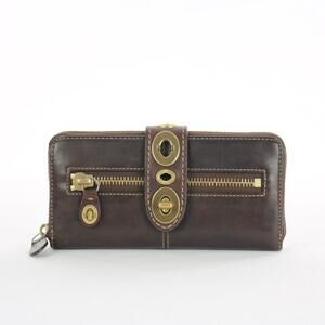 Coach Vintage Y2K Lily Legacy Style 4115 Brown Leather Triple Turnlock Wallet